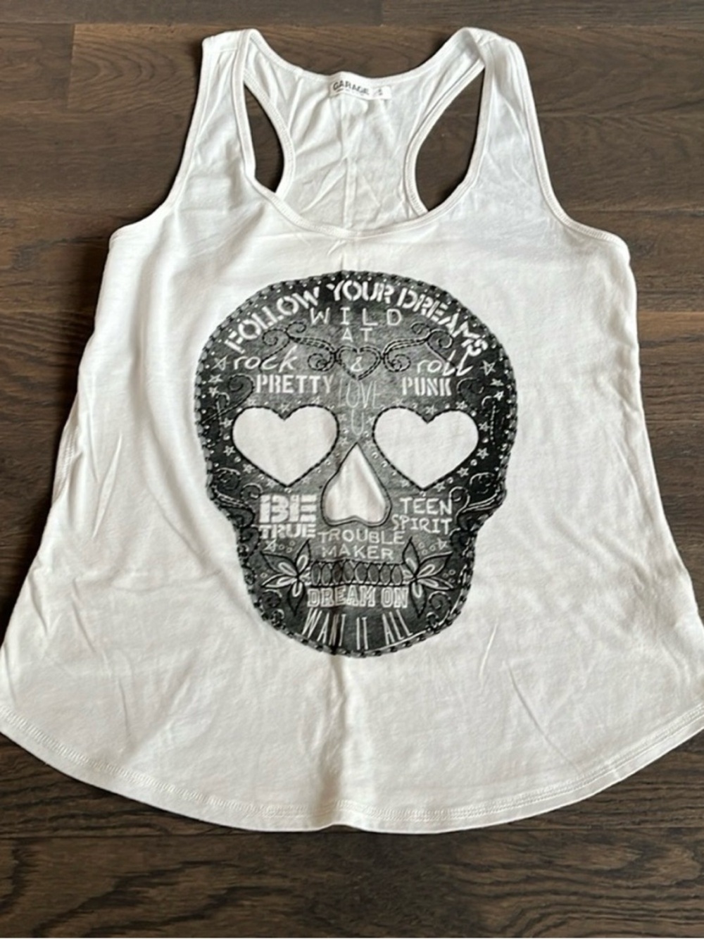 Garage Graphic Skull Gray Racerback Tank Top